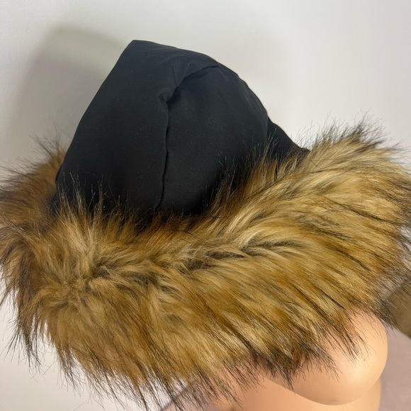 Bebe hood coat faux fur zip on parka jacket hood winter gold hardware black cute - Picture 7 of 7